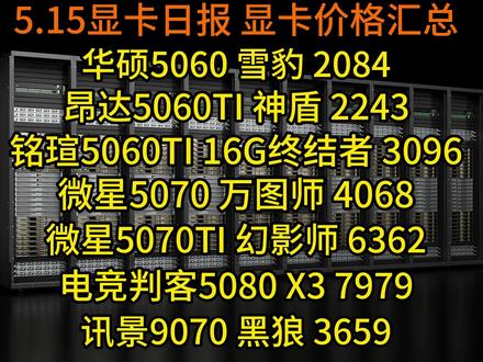 华硕5060 雪豹 2085,昂达5060TI 神盾 2243,某音符显卡价格开卷,多款型号更新低价!5.15显卡日报及价格汇总#显卡日报#显卡价格#消费券
