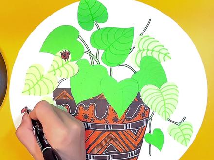 绿箩盆栽教程来了!是不是每家都有啊?#一起学画画 #绿箩 #盆栽 #教程 #手工 #一起学画画 #教你学画画 #幼儿创意手工 #创意画 #绘画过程