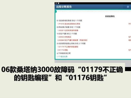 06款桑塔纳3000故障码“01179不正确的钥匙编程”和“01176钥匙”…#X431@元征科技