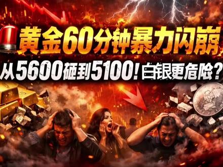 黄金60分钟暴力闪崩 黄金60分钟暴力闪崩:从5600砸到5100!白银更危险?#黄金60分钟