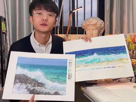 一看就会的海浪水体画法(工具清单在最后哦)#画 #手绘 #马克笔 #绘画教程