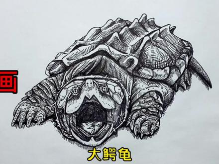 手绘鳄龟视频、教你如何画鳄龟、大鳄龟#抖音38好物节 #画画 #手绘 #绘画过程 #大鳄龟