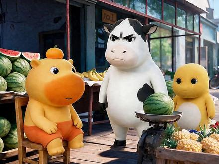 噜噜买瓜之郝哥逃亡记但草地牛版 #华强买瓜 #噜噜 #牛来 #草地牛