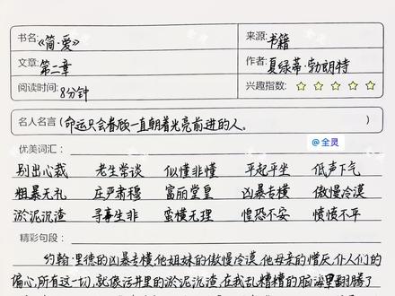 第二章#手写笔记 #知识点总结 #原创作品 #简爱#简爱读书笔记