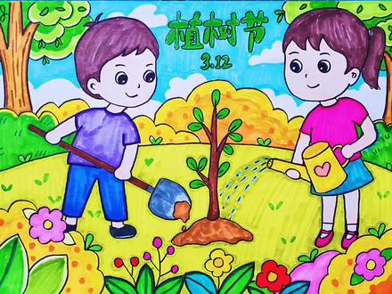 植树节主题儿童画,爱护地球保护环境简笔画,简单漂亮,收藏备用