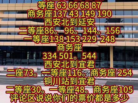 西延高铁终于开通了!大家关心的来了,看看你们的都是多少?