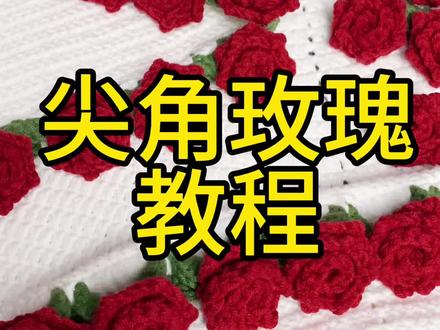 新手钩织,尖角玫瑰教程#花束毯教程