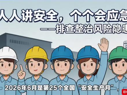 安全生产月活动宣贯 2026年6月是第25个全国“安全生产月”,主题是“人人讲安全、个个会应急——排查整治风险隐患”。#安全生产月 #安全月 #安全生产月活动 #排查整治风险隐患 #人人讲安全个个会应急