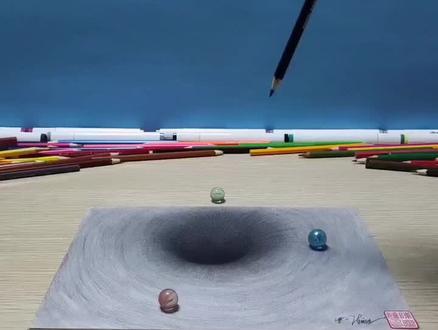 教你画立体黑洞,想学的可以收藏试试!#黑洞 #立体画 #绘画教程