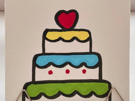 粉丝发图我来画,第一次帮粉丝画生日蛋糕 #画画 #简笔画 #一学就会系列 #跟着抖音学画画 #一起学画画 挑战100天成为绘画博主,第一天,帮粉丝画生日蛋糕