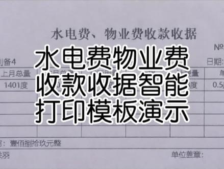 水电费物业费收款收据智能打印模板演示(升级版),可加微信19991542390联系购买或制作。#水费#电费#水电费#物业费#收据