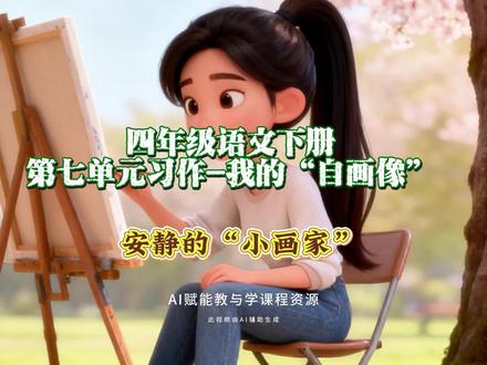 4.82四年级语文下册第七单元习作《我的“自画像”》范文:安静的“小画家”#四年级作文 #AI创作浪潮计划 #有用内容创作计划 #创作人计划 #自画像