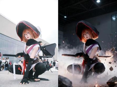 不是哥们,还不会做后期特效?今天我把焚诀都交出来了。 #像素蛋糕 #AI修图 #cosplay #漫展 #场照