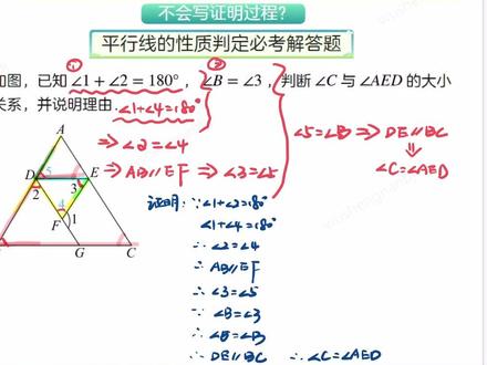 平行线证明不会写过程没思路的来看这个视频!#创作灵感 #平行线 #平行线的判定 #平行线性质 #七年级数学 @DOU+小助手 @依依老师讲初数