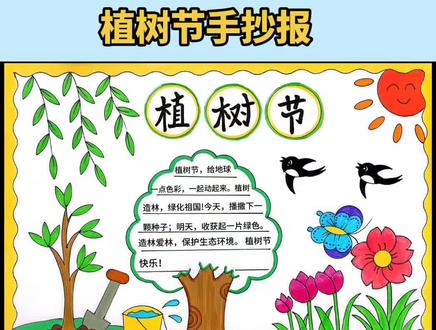 植树节手抄报这样画,简单好画,一看就会#植树节手抄报 #植树节#小学生手抄报