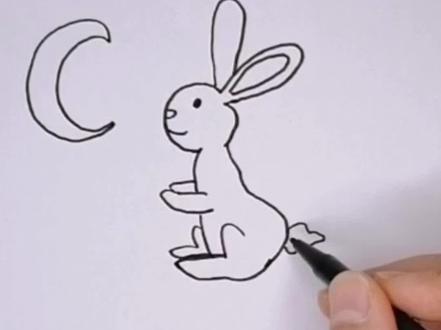 #星河知识计划 #渊博文化星 玉兔的简笔画来啦,嫦娥姐姐!#兔子简笔画@DOU+小助手 @抖音青少年