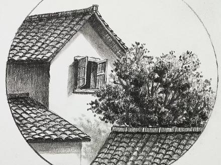 1分钟教你轻松画小房子! #跟着抖音学画画 #绘画教程 #原创 #风景素描 #小房子