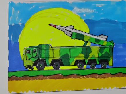 跟着视频学画东风导弹发射车,一看就会一学就废! #东风快递使命必达 #东风导弹发射车 #学画画难吗 #画画画到崩溃