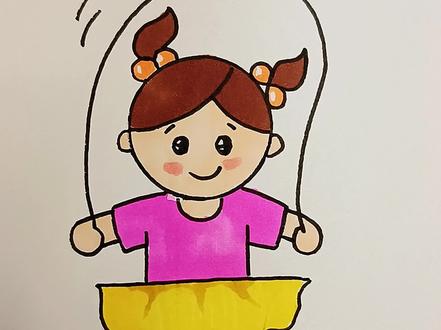 瓶盖画跳绳女孩#简笔画 #创意美术 #零基础学画画 @DOU+小助手 @抖音小助手