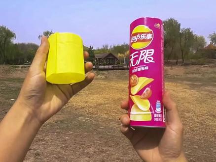 吃完薯片桶别扔,做一只环翼纸飞机发射器#纸飞机 #童年的纸飞机 #手工折纸 #纸飞机发射器