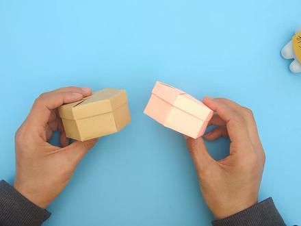 教你折带盖的六边形礼品盒,一张纸就能做出来,手工折纸DIY教程