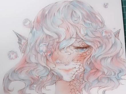 #手绘 十二星座系列-双鱼座,下一个星座将会是谁呢?评论告诉我吧~