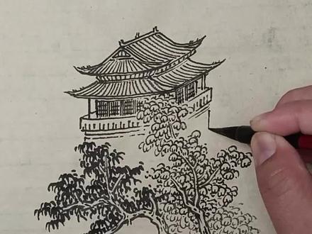 楼阁的常见画法#零基础学画画 #每日一画
