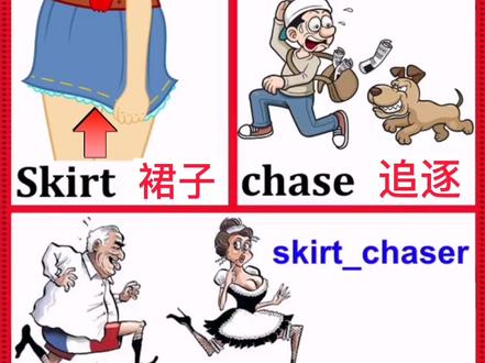 #零基础英语 #学英语 #背单词 skirt裙子 chase追逐,skirt chaser啥意思?你猜到了吧…