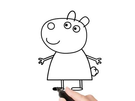 怎样画小羊苏西简笔画小猪佩奇的朋友绘画卡通画宝宝学画画视频