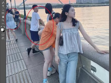 p掉路人,消除路人,还原背景 #ps #修图#P图