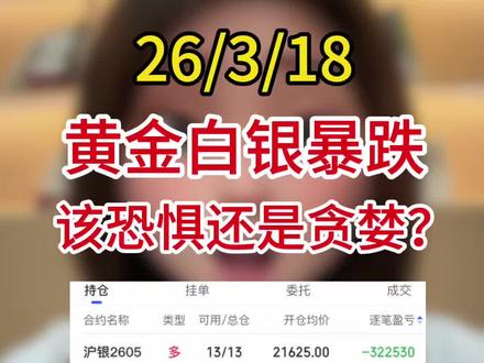 黄金白银暴跌,该恐慌还是贪婪? #白银#黄金 #贵金属 #投资有风险理财需谨慎