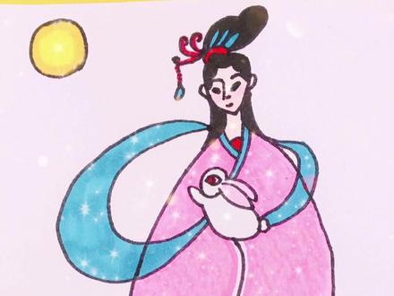 #古风动漫 超温柔的嫦娥仙子#简笔画 #一起学画画 #中秋节 #嫦娥 #动漫卡通