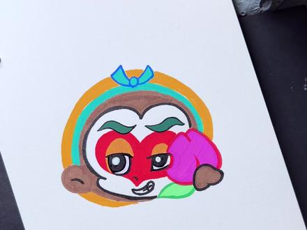 大圣吃桃表情包简笔画 #一起学简笔画#幼儿园简笔画#表情包简笔画#孙悟空简笔画#马克笔简笔画