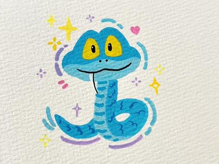 一看就会的盖瑞画法 可可爱爱的小蛇Gary#绘画教程#画画其实很简单 #简单画 #丙烯马克笔绘画 #疯狂动物城画