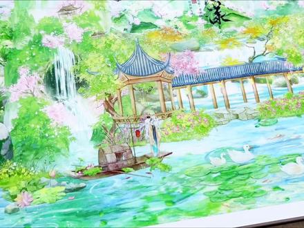 古风拼贴//今天贴A4绿色造景 #古风 #手帐 #造景