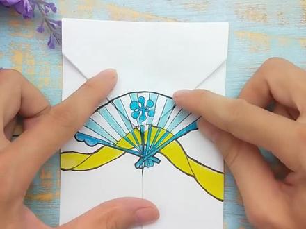 用一张纸手绘喜羊羊寒冰扇搞笑画,展开变身人形长相,好奇葩!