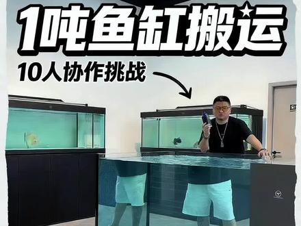 一吨重物 #虎鲸鱼缸 #鱼缸 一个一吨重的鱼缸上楼真的现场从头跟到尾你心都提到嗓子眼侧