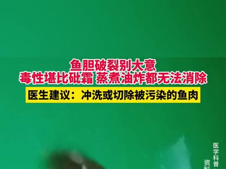 鱼胆破裂别大意,毒性或堪比砒霜 蒸煮油炸都无法消除 医生建议:冲洗或切除被污染的鱼肉