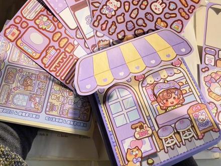 沉浸式开店!小麻薯果冻安静书好玩到停不下来!#安静书#小麻薯 #果冻胶贴纸书