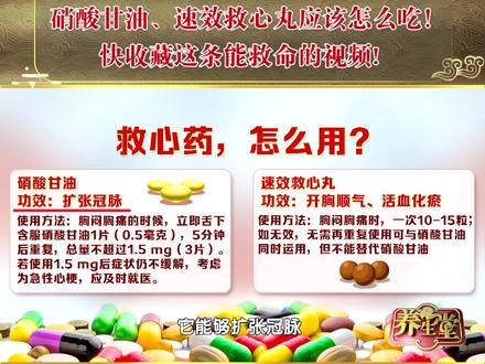 两分钟告诉你,硝酸甘油、速效救心丸应该怎么吃!快收藏这条能救命的视频,别再傻傻分不清!