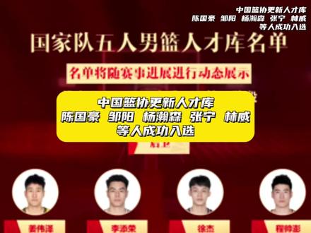 陈国豪和邹阳成功入选男篮人才库!#陈国豪 #邹阳 #中国男篮人才库