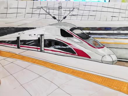 画一辆复兴号高铁列车!简单好看,这个复兴号叫什么名字呢? #画复兴号 #画和谐号 #画站台 #画火车 #画画