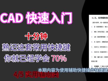 CAD 零基础入门|第四讲实用辅助:1分钟掌握8个常用快捷键 #CAD #cad快捷键 #cad教程 #cad初学入门 #cad画图