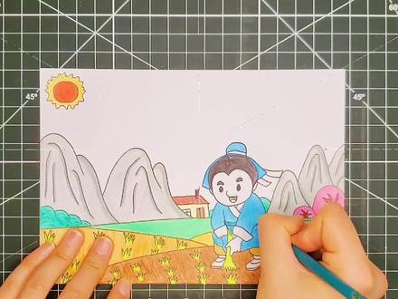 拔苗助长成语故事简笔画中国古代寓言故事典故黑白线描电子手抄报