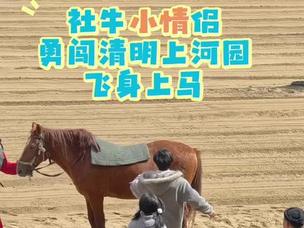 看社牛小情侣勇闯清明上河园飞身上马#清明上河园 #飞身上马 #开封导游雯雯 #清明上河园攻略
