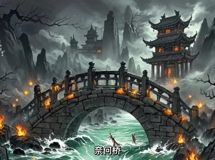 “奈何桥”是中国民间传说中 **阴间地府** 的核心建筑之一,是亡魂转世投胎前的必经之地。它承载着浓厚的生死哲学和民俗信仰,常与“孟婆汤”“忘川河”等元素共同构成阴间的“记忆清洗”系统。以下是关于奈何桥的深度解析:
---
### **1. 基本设定**
- **位置**:位于鬼门关之后、阎罗殿之前,横跨“忘川河”(或“奈河”),是通往轮回的最后一关。
- **功能**:亡魂喝下孟婆汤后,走过此桥便会忘却前尘往事,正式进入六道轮回。
- **名字由来**:
- “奈何”即“无可奈何”,暗指亡魂无法抗拒遗忘的命运。
- 一说桥名源自“奈河”(地狱之河),佛教称“三途河”。
---
### **2. 桥的三种形态(民俗版本)**
亡魂会根据生前善恶被分配到不同层级的桥:
1. **金桥**:功德圆满者(如善人、修行者)通行,安稳转世富贵人家。
2. **银桥**:普通良善者通行,投胎寻常家庭。
3. **奈何桥**(狭义):木质破败,狭窄湿滑,恶人需受铜蛇铁狗撕咬,甚至坠入忘川河受苦。
> **注**:部分传说中只有一座破桥,善恶皆需通过,但恶人会更艰难。
---
### **3. 核心元素组合**
奈何桥通常与以下符号绑定出现:
- **孟婆**:驻守桥头的老妪,递汤消除记忆。
- **孟婆汤**:用忘川水、彼岸花等熬制,饮后前世爱恨尽消。
- **忘川河**:血黄色河水,充满不得投胎的孤魂野鬼。
- **三生石**:桥边刻有前世今生的石碑(部分传说)。
---
### **4. 文化溯源**
- **道教**:东汉《老子想尔注》已有“奈河”记载,唐代《宣室志》描述亡魂渡奈河的情景。
- **佛教**:融合了“中阴身”“轮回”观念,桥象征“断执念”。
- **民间信仰**:明清时期酆都鬼城(今重庆丰都)修建实体奈何桥,供信徒体验“阴司审判”。
---
### **5. 文学与影视经典形象**
- 《西游记》第十回:唐太宗魂游地府,见“奈何桥”下“奔流浩浩之水,险峻窄窄之路”。
- 《聊斋志异》:不少故事提及亡魂拒饮孟婆汤,强渡奈何桥。
- 影视剧《灵魂摆渡》《八号当铺》:将桥塑造成现代隐喻(如记忆交易)。
---
### **6. 现实