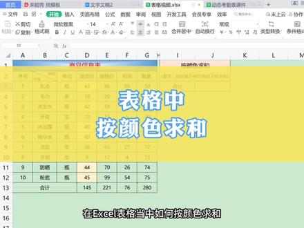 Excel:表格中按颜色求和#wps表格入门基础教程 #excel技巧 #0基础学电脑办公