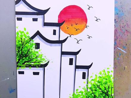 简单易学的江南风景画,主打一个难易结合。