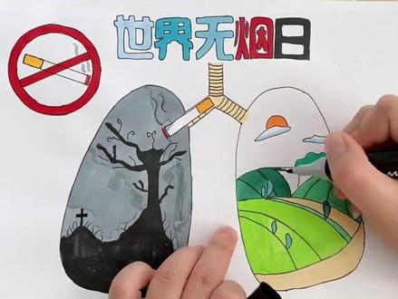 吸烟有害健康!#世界无烟日手抄报 #小学生手抄报 #一学就会的简笔画