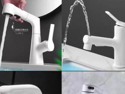 卫生间洗手盆抽拉式水龙头替换头伸缩防溅出水嘴喷头脸面盆配件#水龙头替换头 #水龙头替换喷头